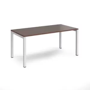 Image of Bench Desk Single Person Starter Rectangular Desk 1600mm Walnut Tops With White Frames 800mm Depth Connex