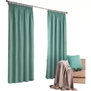 Image of Furn Harrison Pencil Pleat Faux Wool Curtains (Pair) (168x229cm) (Marine Blue) - Marine Blue