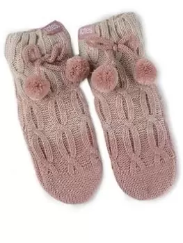 Image of Totes Knitted Chunky Slipper Socks - Pink