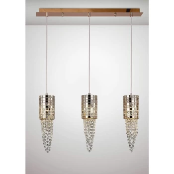 Image of Camden Pendant Light 3 Lights G9 Line Rose gold / mosaic glass / crystal