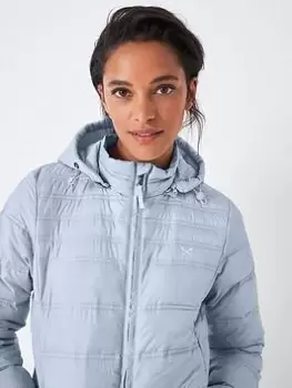 Image of Crew Clothing Lightweight Padded Jacket With Detachable Hood -blue, Blue, Size 12, Women