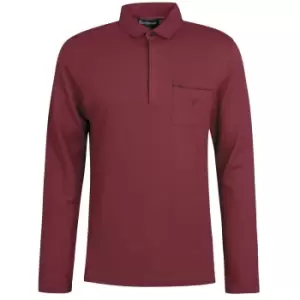 Image of Barbour Mens Adie Long Sleeve Polo Dark Bordeaux Large
