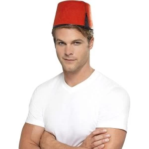 Image of Fez Hat with Black Tassel (Red)