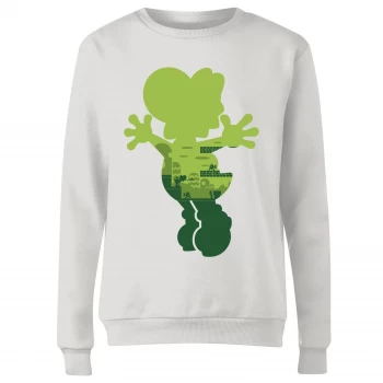 Image of Nintendo Super Mario Yoshi Silhouette Womens Sweatshirt - White - XS
