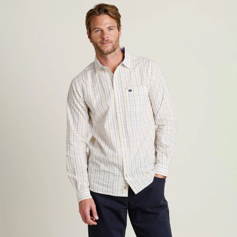 Image of Brakeburn Cream Checked Shirt Off White