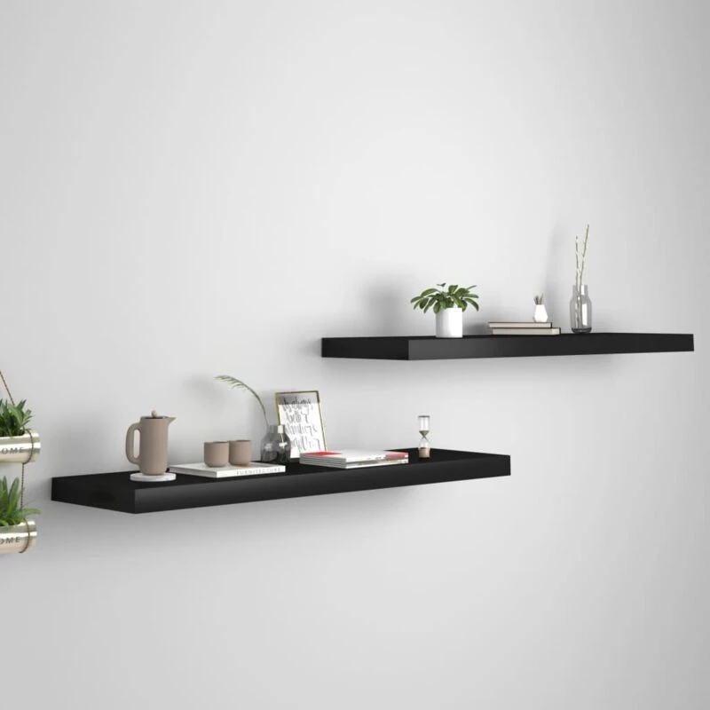 Image of VIDAXL Vidaxl - Floating Wall Shelves 2 pcs Black 90x23.5x3.8cm mdf 8720286074701