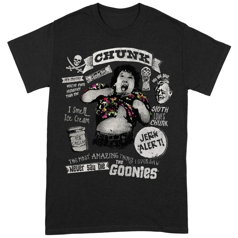 Image of The Goonies Mens Chunk Truffle Shuffle T-Shirt in Black Size: Small Black Male S