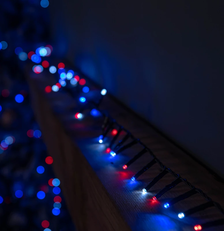 Image of 125m 5000 LED TreeBrights Christmas String Lights with Timer in Blue White & Red