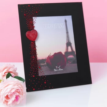 Image of 5" x 7" - True Valentine Glass Photo Frame with Gem Heart