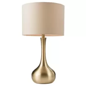 Image of Touch Dimmer Table Lamp Brass & Taupe Shade Modern Metal Bedside Reading Light
