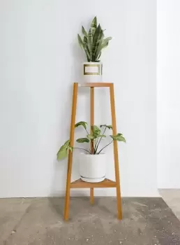 Image of Buono Solid Wood Handmade Two-Tiers Plant Stand Planter