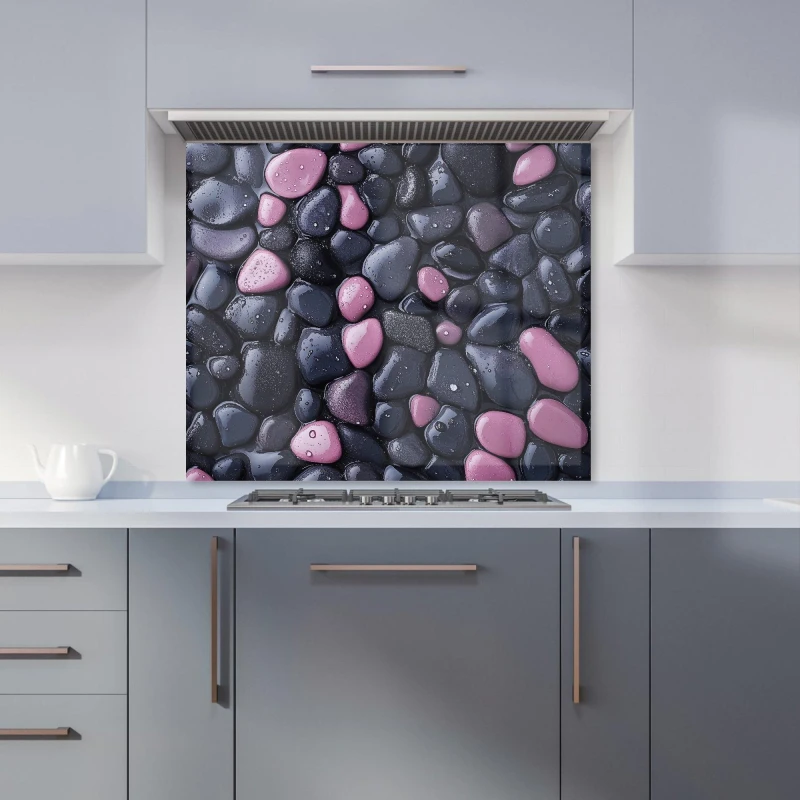 Image of Warren Reed - Designer Blush & Charcoal Pebble Mix Kitchen Splashback Size: 900mm x 750mm Multicolor Unisex 900mm x 750mm