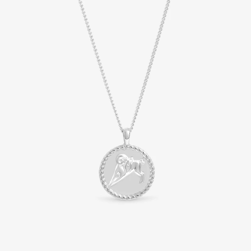 Image of Simply Silver Womens Sterling Silver 925 Zodiac Pendant - Aries Silver Female One Size