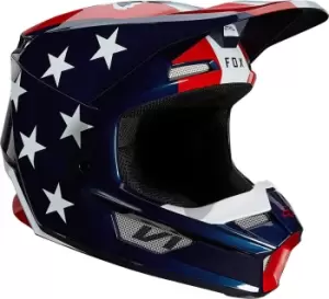 Image of FOX V1 Ultra Motocross Helmet, white-red-blue, Size S, white-red-blue, Size S