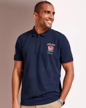 Image of Cotton Traders Mens England Classic Short Sleeve Polo Shirt in Blue