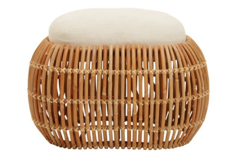 Image of Orsina Rattan Bean Bench, Rattan Bean Stool For Home, Outdoor, Lounge, Living Room, Unique Curved Rattan Stool