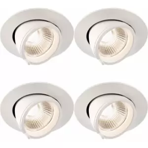 Image of 4 pack Fully Adjustable Ceiling Downlight - 15W Warm White LED - Matt White