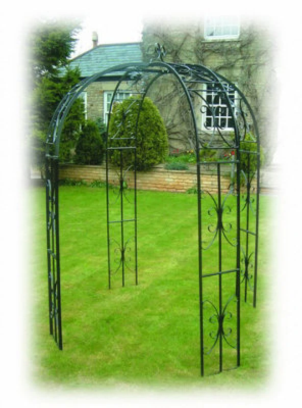 Image of Poppy Forge Buckingham 4 Way Gazebo (Inc Ground Spikes) Garden Feature - Solid Steel - L167.6 X W167.6 X H238.8cm - Black