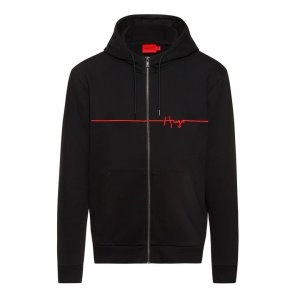 Image of Hugo Boss Dampari Script Logo Zip Through Hoodie Black Size S Men
