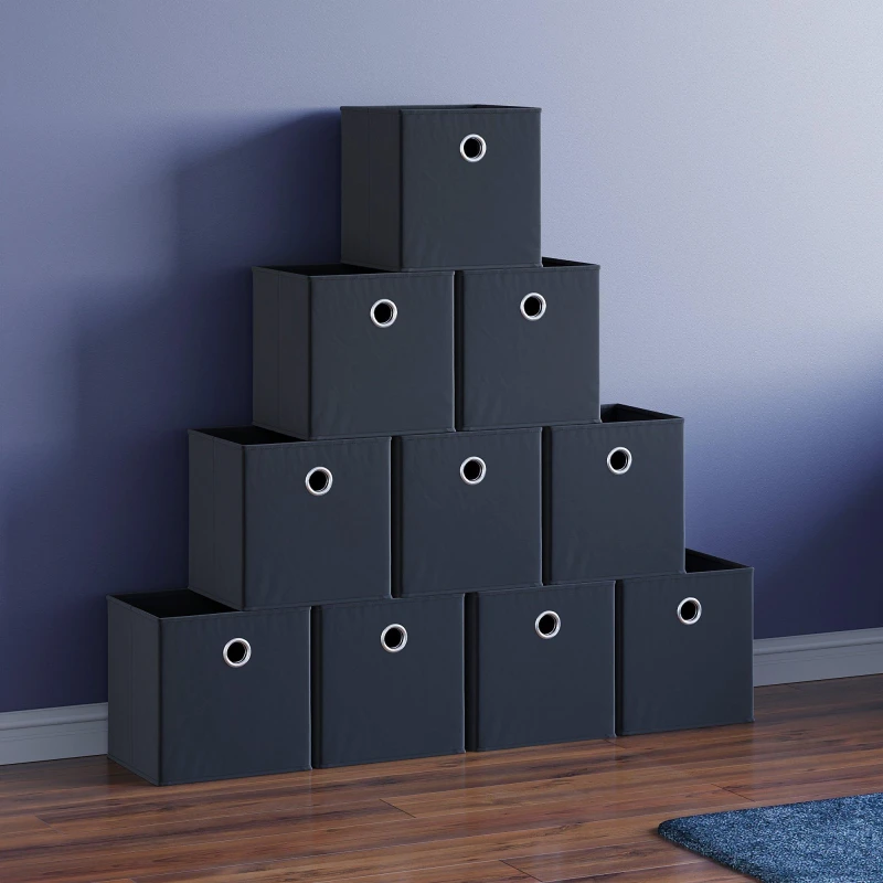 Image of Lassic Vida Designs Durham Cube Storage Basket Set of 10 Black unisex Set of 10