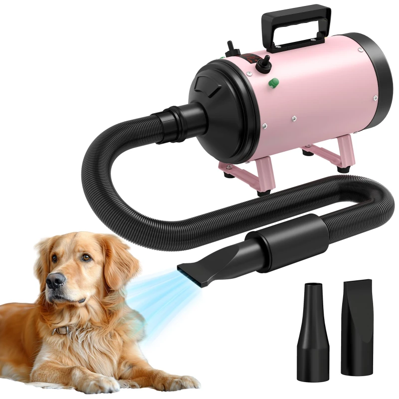 Image of PawHut 2200W Dog Hair Dryer with Adjustable Temperature & Velocity, Pink D01-055V70PK