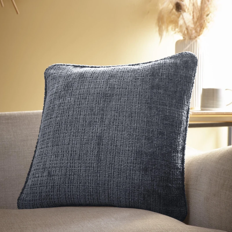 Image of Appletree 'Alba' Textured Chenille Filled Cushion Charcoal