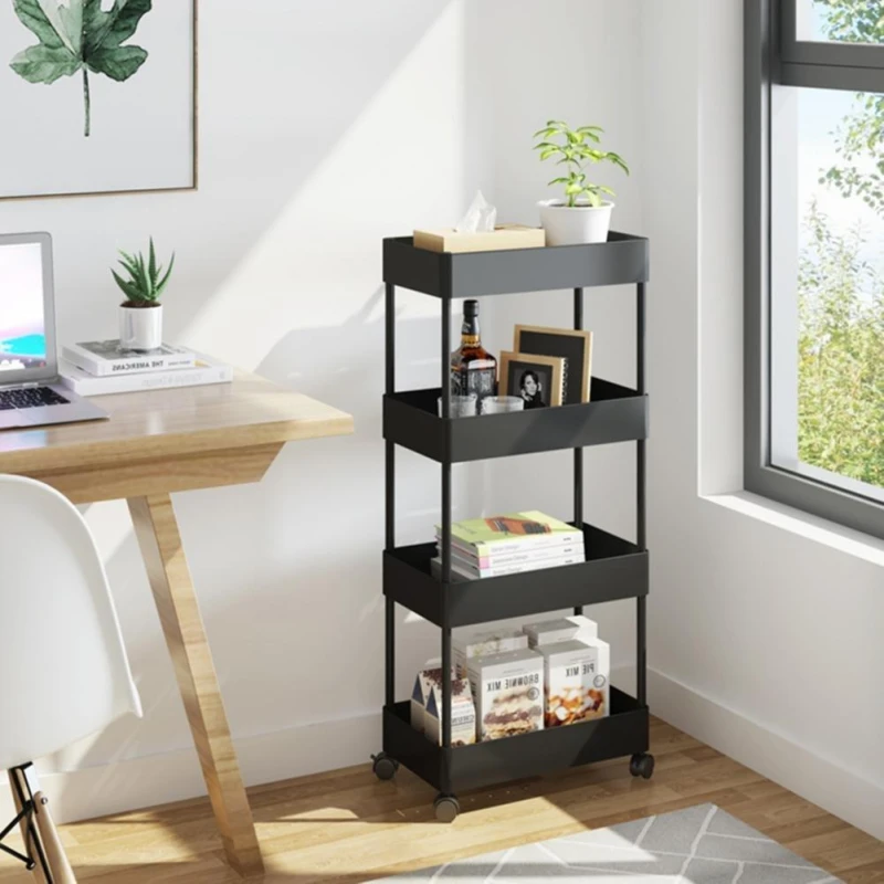 Image of LIFE IDEAS Multi-Tier Trolley Cart for Kitchen & Bathroom Black unisex 4 Tier