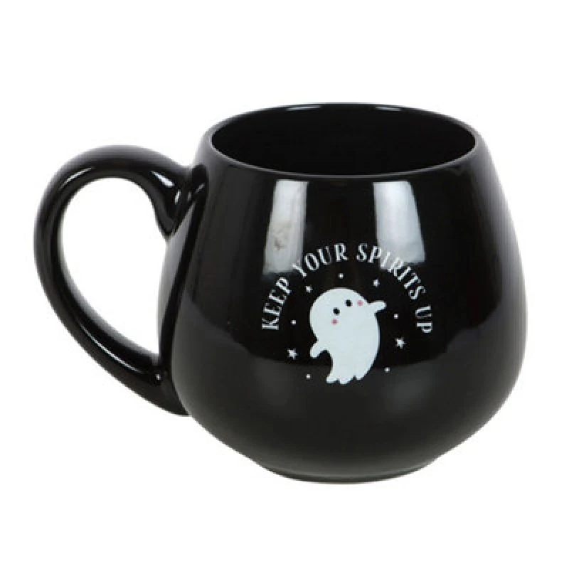 Image of Something Different Something Different Keep Your Spirits Up Ghost Round 500ml Mug in Black One Size Unisex 5063750806945