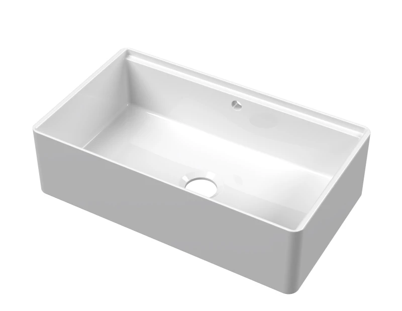 Image of Balterley Fireclay Ceramic 1 Bowl Kitchen Sink with Ledge & Overflow, 795mm in White White Unisex