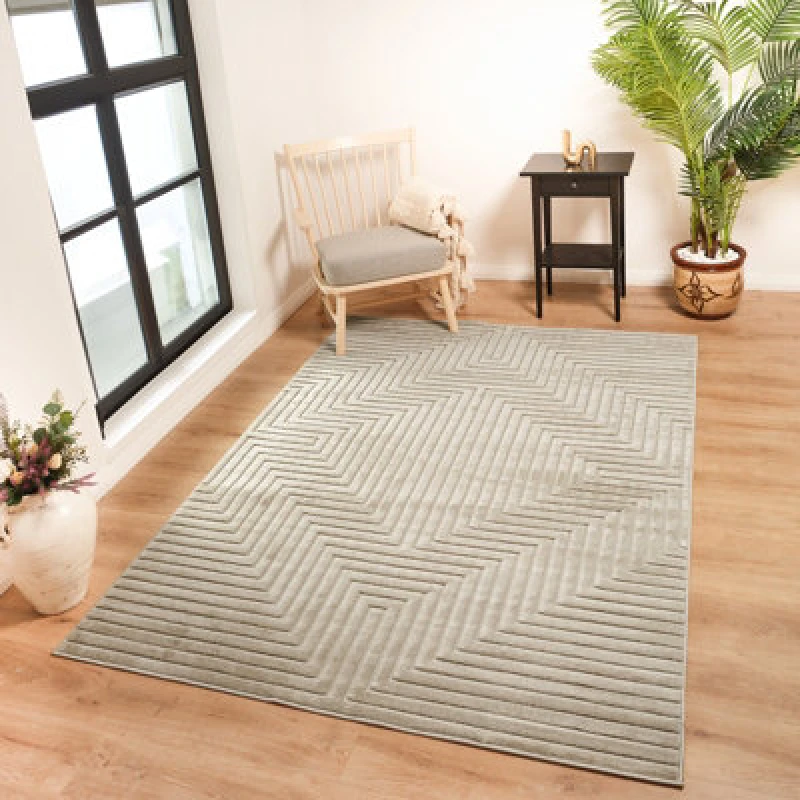Image of Livabliss In- & Outdoor 3D High & Low Pile Textured Beige Naoko Area Rug 120 X 170 Cm - Easy To Clean, Perfect For Balcony Or Dining Room