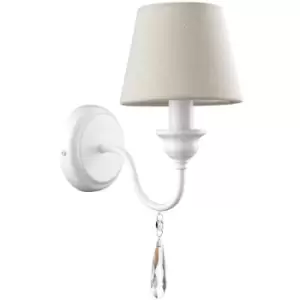 Image of Connecticut Candle Wall Lamp Metal Matt White Cream Lampshade, Crystals LED E14 - Merano