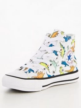 Image of Converse Childrens Chuck Taylor All Star Hi Top Dinoverse Plimsolls - White/Multi, Size 2