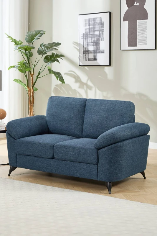 Image of More4Homes Malmo 2 Seater Sofa Modern Scandi Style Fabric Living Room Sofa (Blue)