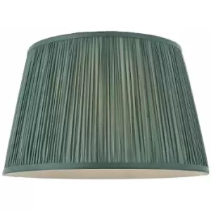 Image of 14' Elegant Round Tapered Drum Lamp Shade Fir Green Gathered Pleated Silk Cover