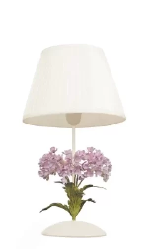 Image of ORTENSIA Table Lamp with Round Tapered Shade Ivory, Fabric 28x49cm