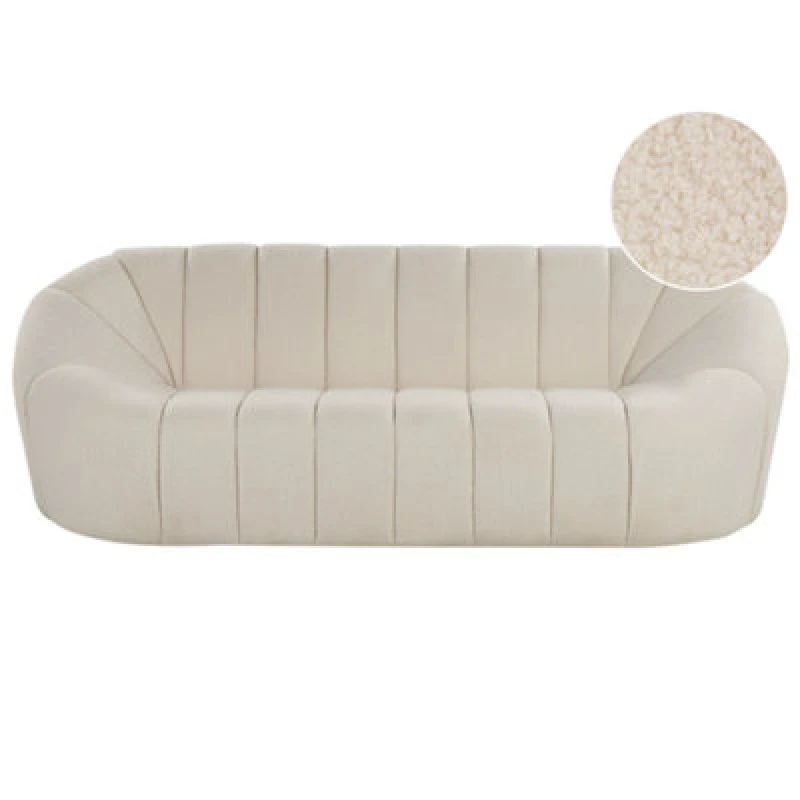 Image of Beliani Sofa 3 Seater Lomma Boucle White