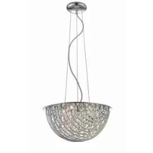 Image of Impex Millie 5 Light Chrome Crystal Pendant Ceiling Light