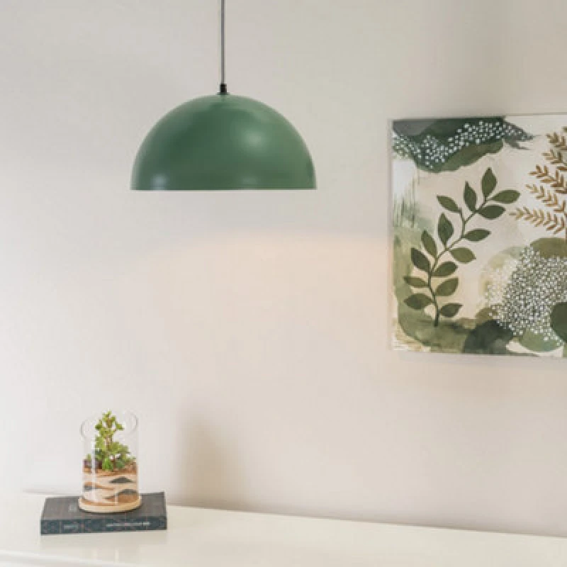 Image of ValueLights Stassi Mushroom Dome Metal Drop Hanging Pendant Ceiling Light Bottle Green