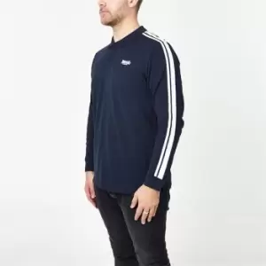 Image of Lonsdale 2 Stripe Long Sleeve Polo Shirt Mens - Blue