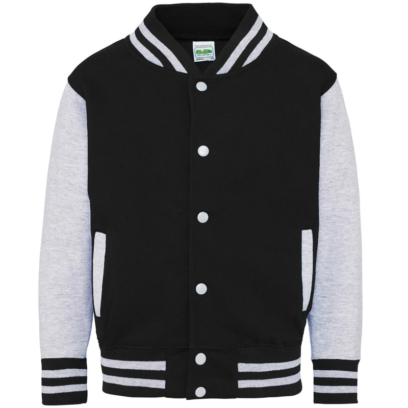 Image of AWDis Varsity Jacket in True Black Size: 12-13 Years True Black Unisex 12-13 Years