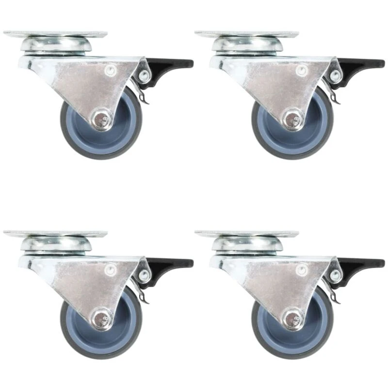 Image of VIDAXL Twin-wheel Swivel Casters with Double Brakes 4 pcs 50 mm Vidaxl 8718475720324
