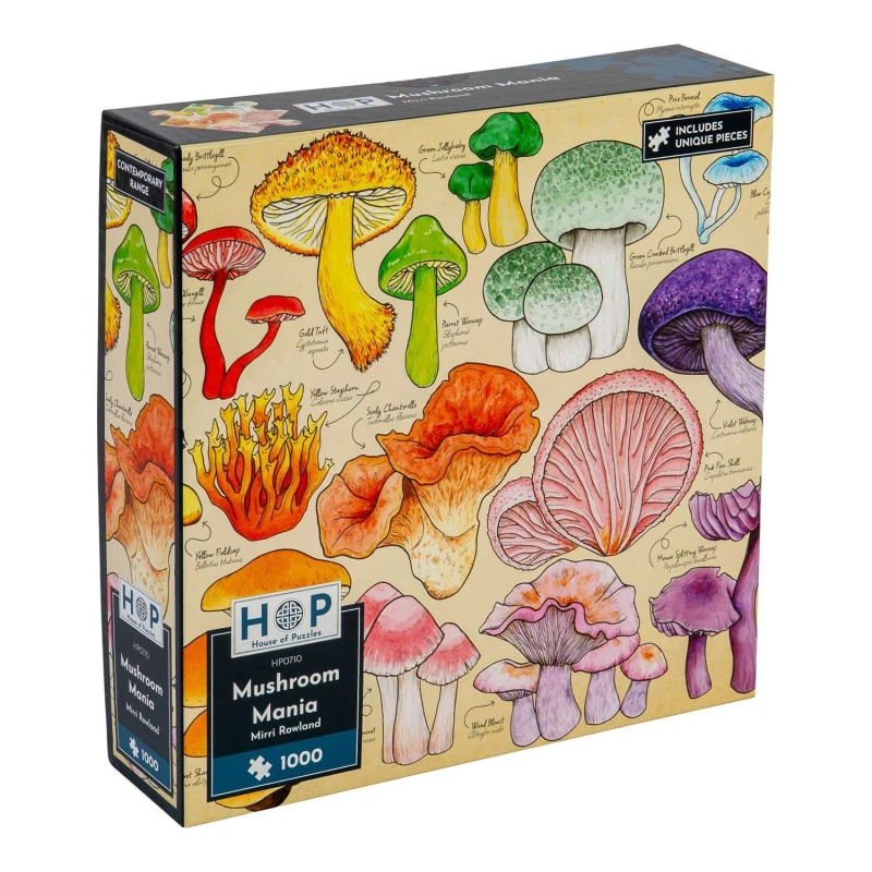 Image of The House Of Puzzles Mushroom Mania 1000 Piece Jigsaw Puzzle Size: 1000 Pieces Multicolor Unisex 1000 Pieces