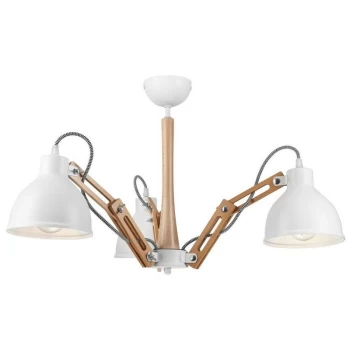 Image of Lamkur Lighting - Marcello Adjustable Multi Arm Pendant Ceiling Light White, 3x E27