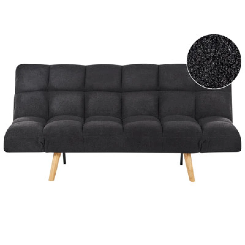 Image of Beliani Sofa Bed 2 Seater Ingaro Boucle Black
