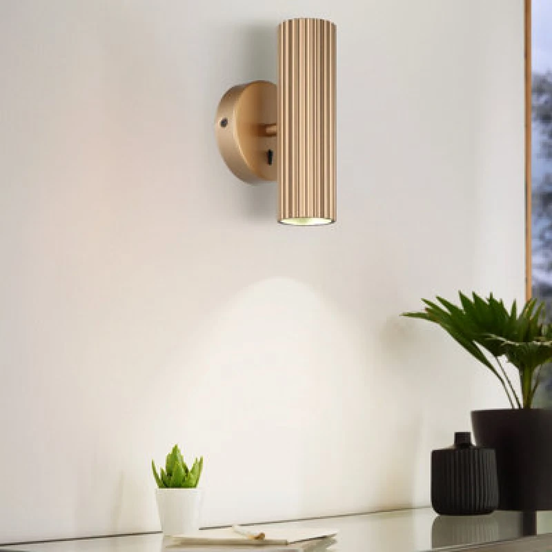 Image of Eglo Portillo Aluminium & Steel Modern Uplight & Wall Down Light, Matte Brass