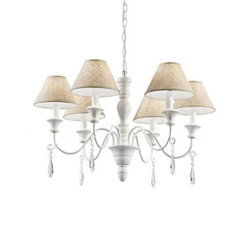 Image of Provence 6 Light Multi Arm Chandelier White Finish, E14