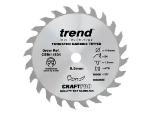 Image of Trend CSB/11524 115mm 24T 9.5mm Craft Saw Blade