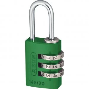 Image of Abus 145 Series Aluminium Combination Padlock 20mm Green Standard