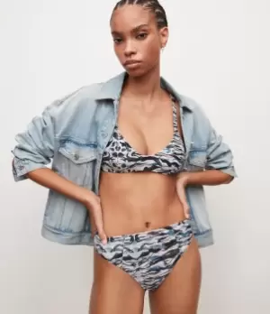 Image of AllSaints Womens Eva Oniyuri Bikini Top, Blue, Size: XS