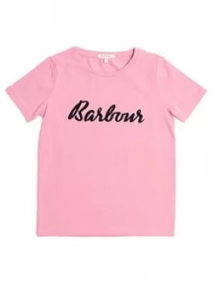 Image of Barbour Girls Rebecca Logo T-Shirt, Vintage Rose, Size Age: 8-9 Years, Women